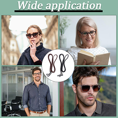 2Pcs 2 Colors Cowhide Neck Strap for Eyeglasses AJEW-CL0004-78-1