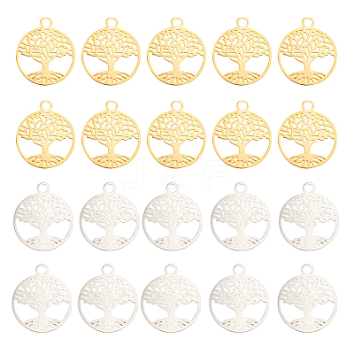 40Pcs 2 Colors Brass Filigree Pendants KK-DC0002-08-1
