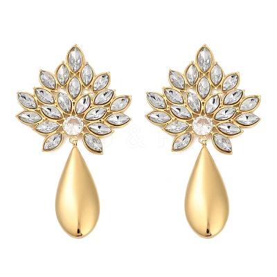304 Stainless Steel Glass Stud Earrings for Women EJEW-M095-11G-01-1