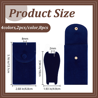 8Pcs 4 Colors Plush Cloth Watch Storage Pouches with Snap Button TP-DR0001-05-1