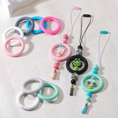9Pcs Ring Food Grade Eco-Friendly Silicone Focal Beads JX895J-1