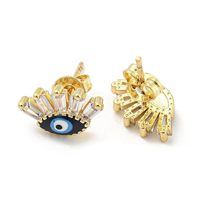 Evil Eye Golden Brass Stud Earrings EJEW-L269-103G-01-1