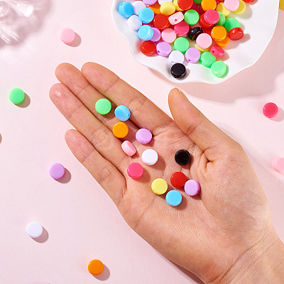 100Pcs 10 Colors Opaque Acrylic Beads OACR-TA0003-09-1