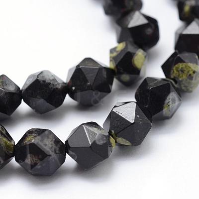 Natural Green Spot Jasper Beads Strands G-F523-33-8mm-1