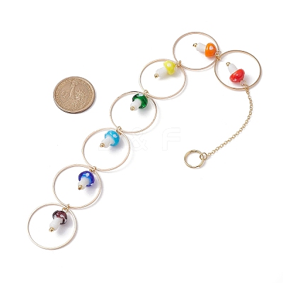 Chakra Mushroom Handmade Lampwork Pendant Decorations HJEW-JM01648-02-1