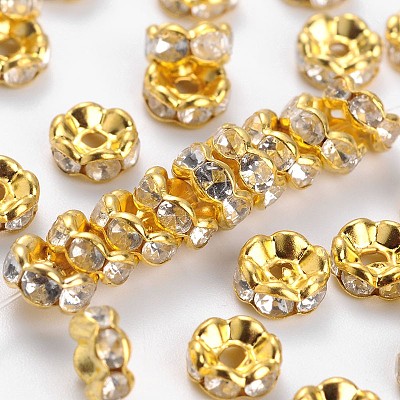 Brass Crystal Rhinestone Spacer Beads X-RSB028-B01G-1
