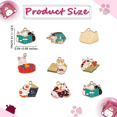 24Pcs Enamel Cat Charm Pendant Cute Alloy Enamel Animal Charm Cat Pendant Mixed Shape for Jewelry Necklace Bracelet Earring Making Crafts JX341A-1