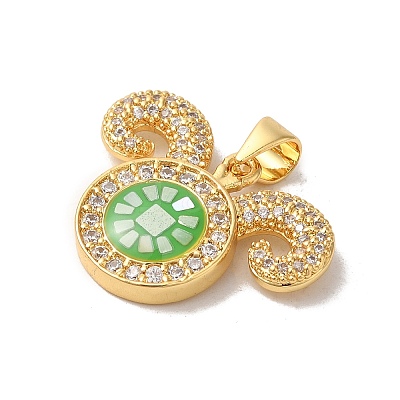 Brass Micro Pave Cubic Zirconia Pendants KK-K385-072G-1