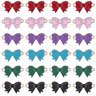 36Pcs 6 Colors Alloy Enamel Connector Charms ENAM-SC0008-25-1