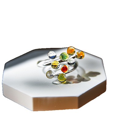 Handmade Lampwork Cuff Open Rings WG41426-01-1