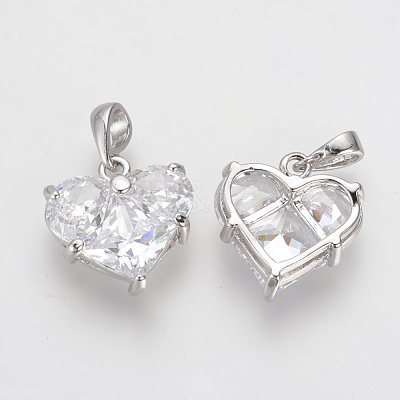 Brass Cubic Zirconia Charms KK-R015-109P-1