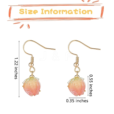 3D Resin Flower Dangle Earrings EJEW-SW00019-05-1