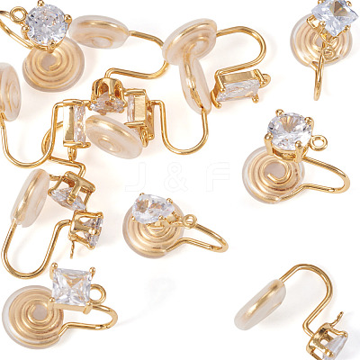 12Pcs 6 Styles Brass Micro Pave Clear Cubic Zirconia Ear Cuff Findings KK-TA0003-24-1