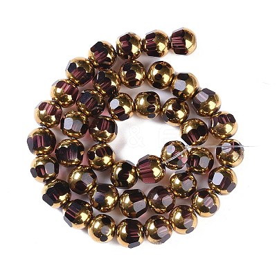 Electroplate Glass Beads Strands EGLA-Q128-04A-FP05-1