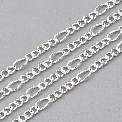 Brass Coated Iron Figaro Chain Necklace Making MAK-T006-03S-1