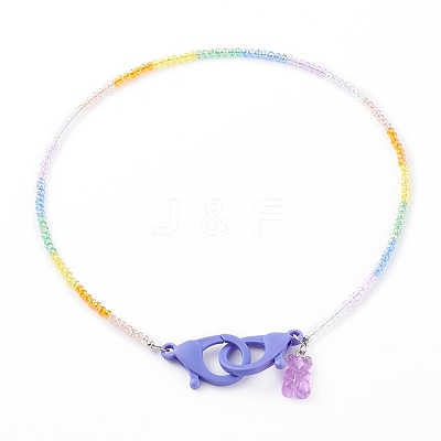 Rainbow Personalized Electroplate Glass Beaded Necklaces NJEW-JN03410-06-1