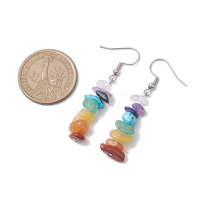 Natural Mixed Stone & Synthetic Turquoise Dangle Earrings EJEW-JE06032-1