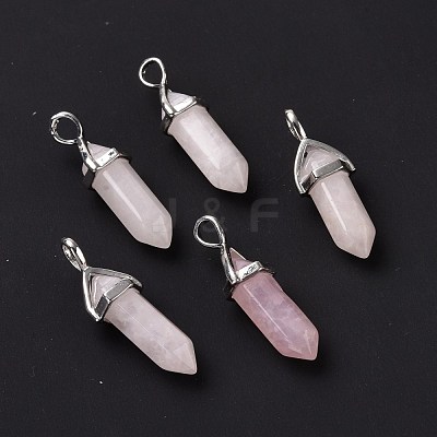 Natural Rose Quartz Pointed Pendants X-G-K329-52P-1