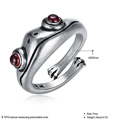 Sterling Silver Frog Open Rings for Women RJEW-BB32823-1
