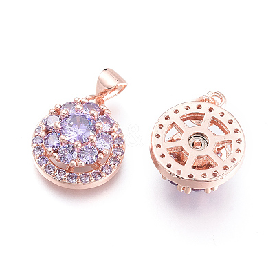 Brass Micro Pave Cubic Zirconia Pendants ZIRC-L094-02-RG-1