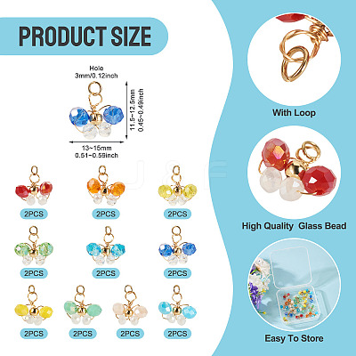20Pcs 10Colors Glass Beaded Pendants FIND-TA0009-21-1
