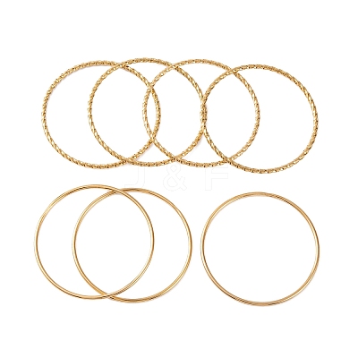 7Pcs PVD Vacuum Plating 304 Stainless Steel Ring Bangles Set for Women BJEW-A011-14D-G-1