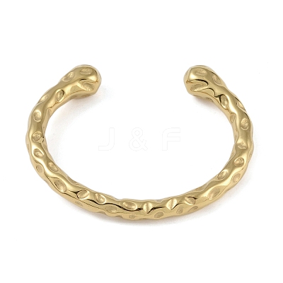 304 Stainless Steel Open Cuff Textured Bangles for Women BJEW-G706-02G-1