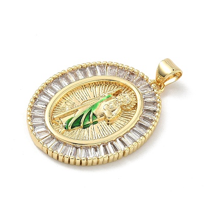 Brass Micro Pave Cubic Zirconia Pendants KK-H537-27B-G-1
