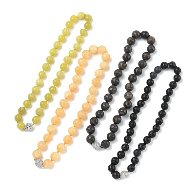 Faceted Round Natural Mixed Gemstone Beaded Necklaces G-H355-06P-1