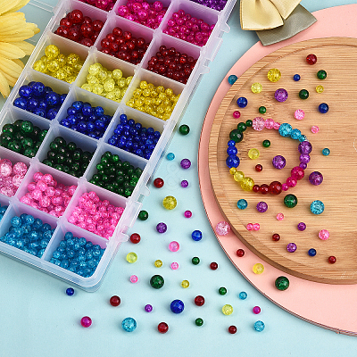1920~2480Pcs 3 Style Spray Painted Crackle Glass Beads CCG-CJ0001-05-1