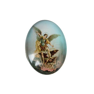Jesus and the Virgin Printed Glass Oval Cabochons GGLA-N003-18x25-A-1