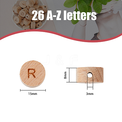 78Pcs 26 Styles Undyed Wood Beads WOOD-HY0001-08-1