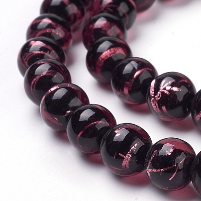Handmade Silver Foil Lampwork Beads Strands FOIL-L016-C08-1