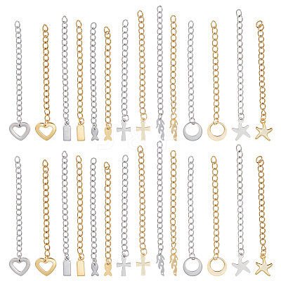 28Pcs 14 Style 304 Stainless Steel Chain Extender STAS-PH0004-70-1