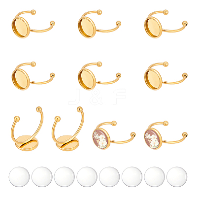 DIY Half Round Dome 304 Stainless Steel Open Cuff Rings Jewelry Making Kits DIY-UN0006-39-1