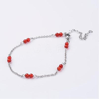 304 Stainless Steel Chain Anklets AJEW-AN00170-1