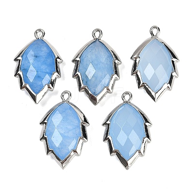 Dyed Natural Jade Faceted Leaf Pendants G-I375-04P-17-1