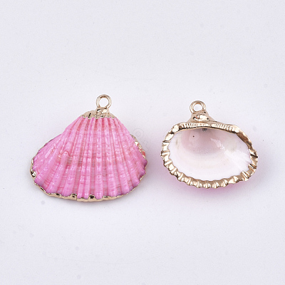Spray Paint & Electroplate Sea Shell Pendants SSHEL-S262-08H-1