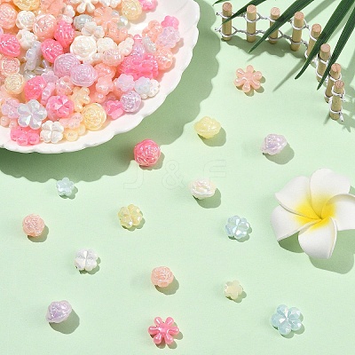 360Pcs 6 Styles UV Plating Opaque Acrylic Beads OACR-YW0004-65-1