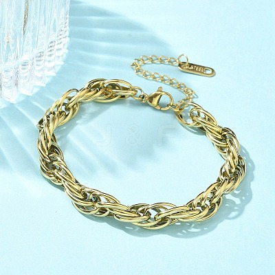 304 Stainless Steel Rope Chain Bracelets BJEW-C084-02G-1