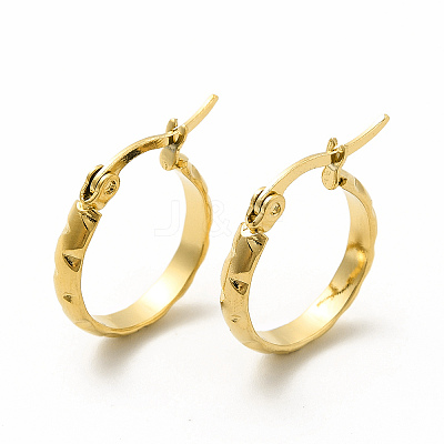 201 Stainless Steel Grooved Hoop Earrings with 304 Stainless Steel Pins for Women EJEW-M214-06B-G-1