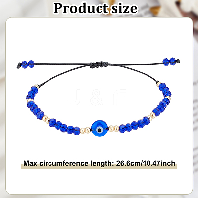 4Pcs 4 Colors Glass & Plastic Evil Eye Braided Bead Bracelets Set BJEW-AN0001-27-1
