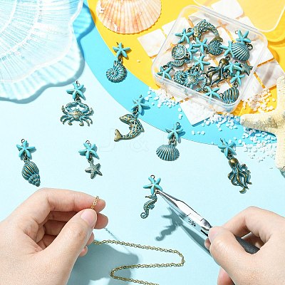 18Pcs 9 Style Alloy Pendants PALLOY-CJ00182-1