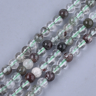 Natural Green Lodolite Quartz/Garden Quartz Beads Strands G-S333-6mm-036-1