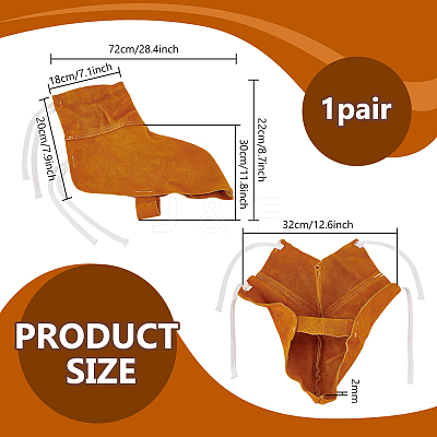 1 Pair Cowhide Welding Boot Sleeve AJEW-PH0007-22-1