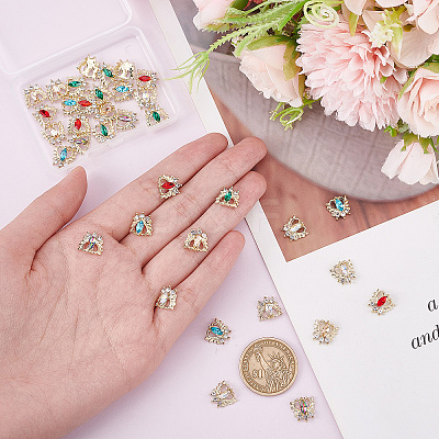 36Pcs 6 Colors Alloy Rhinestone Cabochons MRMJ-CP0001-08-1