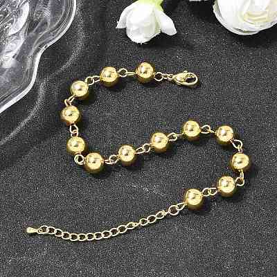 Brass Round Link Chains Bracelets for Women BJEW-H639-12G-1