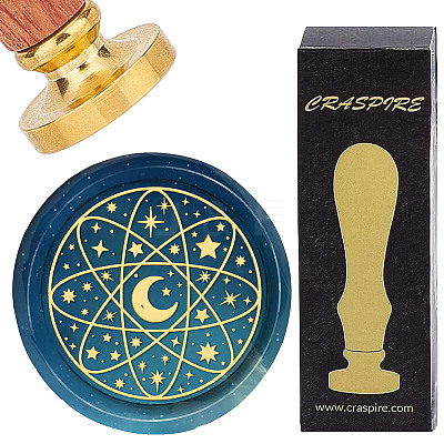 Brass Wax Seal Stamps with Wood Handle AJEW-WH0412-0150-1