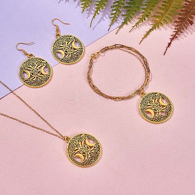 60Pcs Life of Tree Moon Charm Pendant Triple Moon Goddess Pendant Ancient Bronze for Jewelry Necklace Earring Making crafts JX339C-1