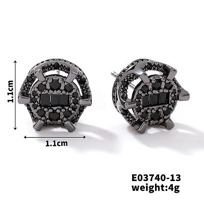 Chic Brass Cubic Zirconia Stud Earrings ZD1304-5-1